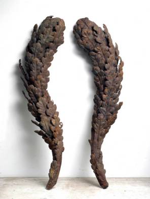 A Pair of 18th Century English Metal Oak Runs